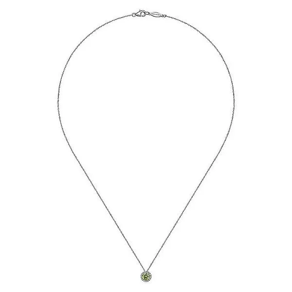 14K White Gold Peridot and Diamond Halo Pendant Necklace Image 2 Koerbers Fine Jewelry Inc New Albany, IN