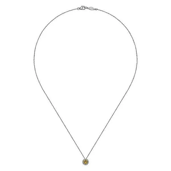 14K White Gold Round Citrine and Diamond Halo Pendant Necklace Image 2 Koerbers Fine Jewelry Inc New Albany, IN