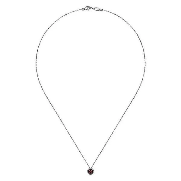 14K White Gold Garnet and Diamond Halo Pendant Necklace Image 2 Koerbers Fine Jewelry Inc New Albany, IN