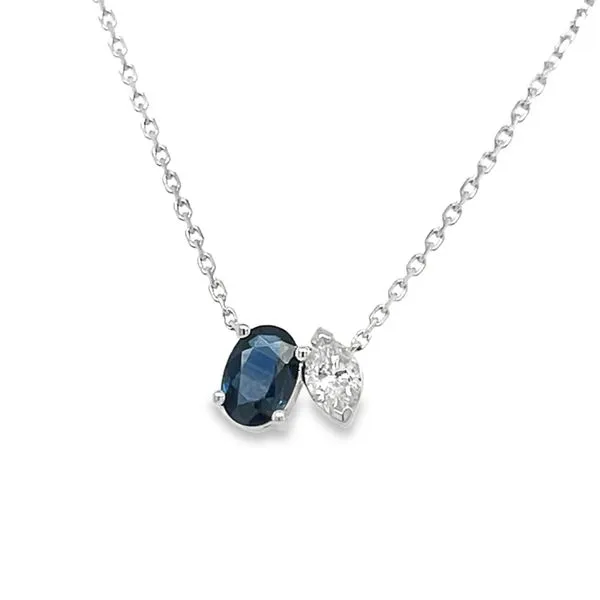 14K White Gold Diamond and Sapphire Necklace Koerbers Fine Jewelry Inc New Albany, IN