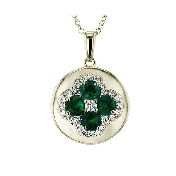 14K Yellow Gold Emerald and Diamond Necklace Koerbers Fine Jewelry Inc New Albany, IN
