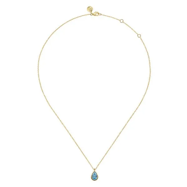 14K Yellow Gold Teardrop Blue Topaz Pendant Necklace Image 2 Koerbers Fine Jewelry Inc New Albany, IN
