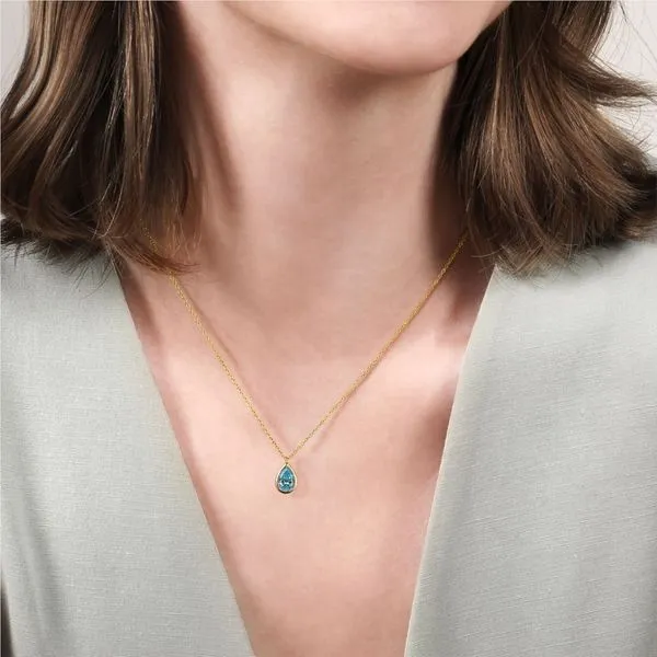 14K Yellow Gold Teardrop Blue Topaz Pendant Necklace Image 3 Koerbers Fine Jewelry Inc New Albany, IN