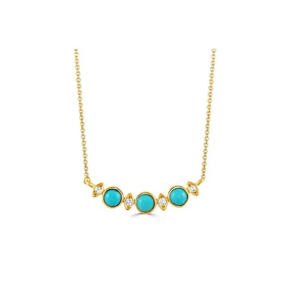 18K Yellow Gold Diamond Necklace With Turquoise Koerbers Fine Jewelry Inc New Albany, IN