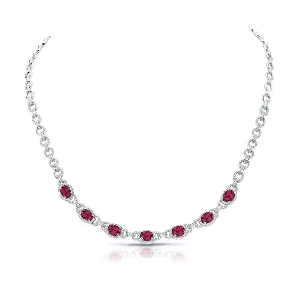 18K White Gold Oval Shaped Ruby Opera Necklace Koerbers Fine Jewelry Inc New Albany, IN