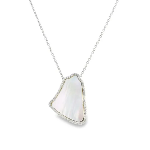 14K White Gold Mother Of Pearl and Diamonds Necklace 4.12 TWT Koerbers Fine Jewelry Inc New Albany, IN