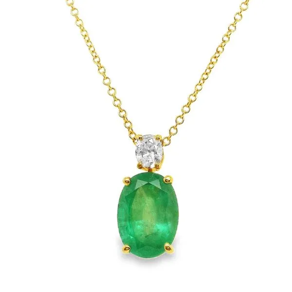 14K Yellow Gold Emerald and Diamond Necklace 3.08 Koerbers Fine Jewelry Inc New Albany, IN