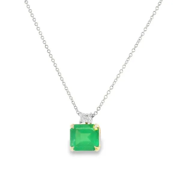 14K White Gold Emerald and Diamond Necklace Koerbers Fine Jewelry Inc New Albany, IN