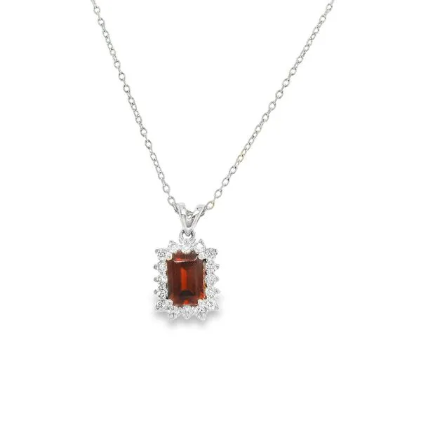 14K White Gold Garnet and Diamonds Necklace Koerbers Fine Jewelry Inc New Albany, IN