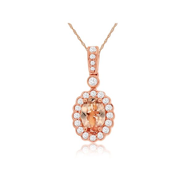 14K Rose Gold Morganite and Diamond Pendant Koerbers Fine Jewelry Inc New Albany, IN