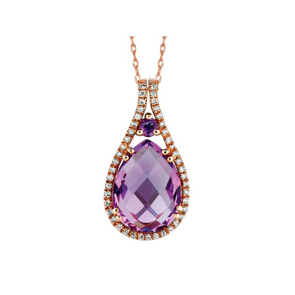 14K Rose Gold Amethyst and Diamond Pendant Koerbers Fine Jewelry Inc New Albany, IN