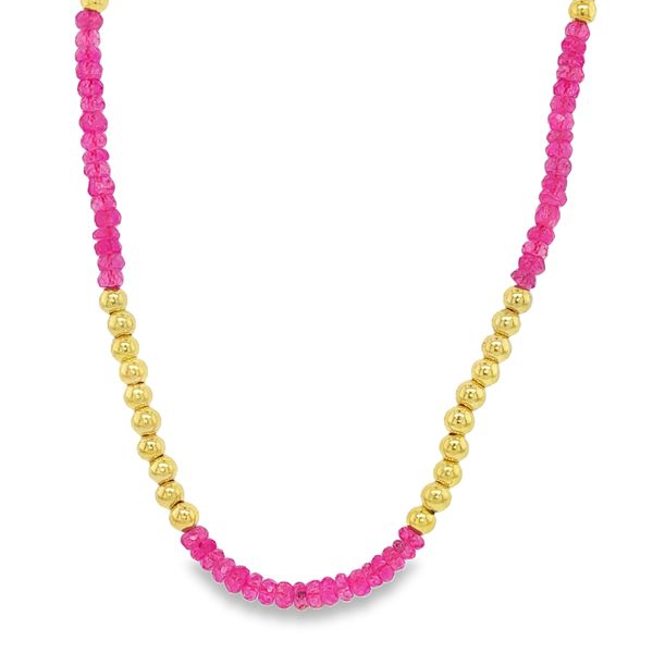 14K Yellow Gold and Faceted PinkSapphire Bead Necklace Koerbers Fine Jewelry Inc New Albany, IN