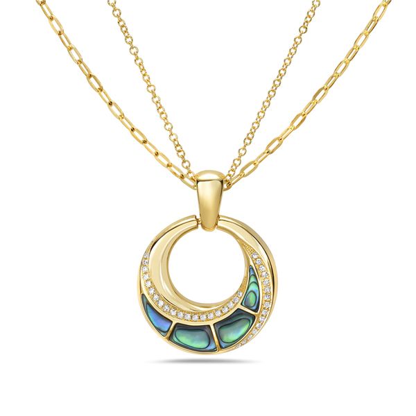 14K Yellow Gold Abalone and Diamond Necklace Koerbers Fine Jewelry Inc New Albany, IN