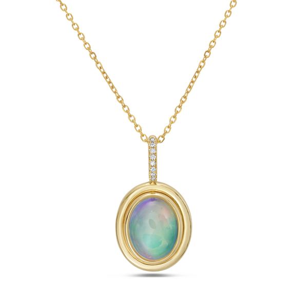 14K Yellow Gold Opal and Diamond Pendant Koerbers Fine Jewelry Inc New Albany, IN