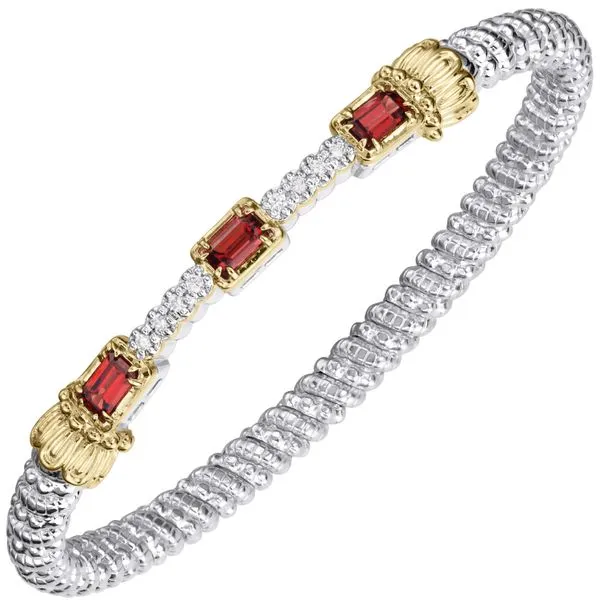 14K Yellow Gold and Sterling Silver Garnet Closed Band Bracelet Koerbers Fine Jewelry Inc New Albany, IN