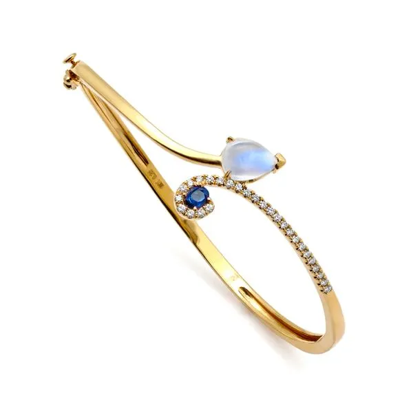 18K Yellow Gold Enigma Moonstone and Sapphire Bangle Image 2 Koerbers Fine Jewelry Inc New Albany, IN