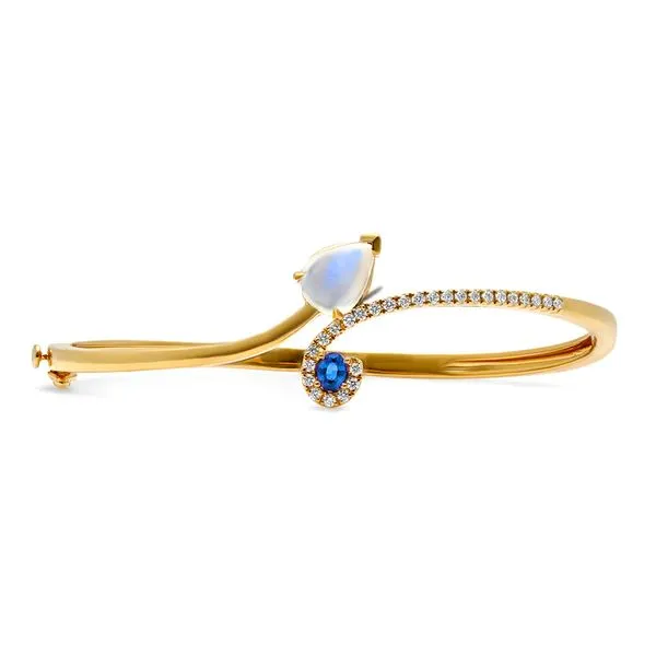 18K Yellow Gold Enigma Moonstone and Sapphire Bangle Koerbers Fine Jewelry Inc New Albany, IN