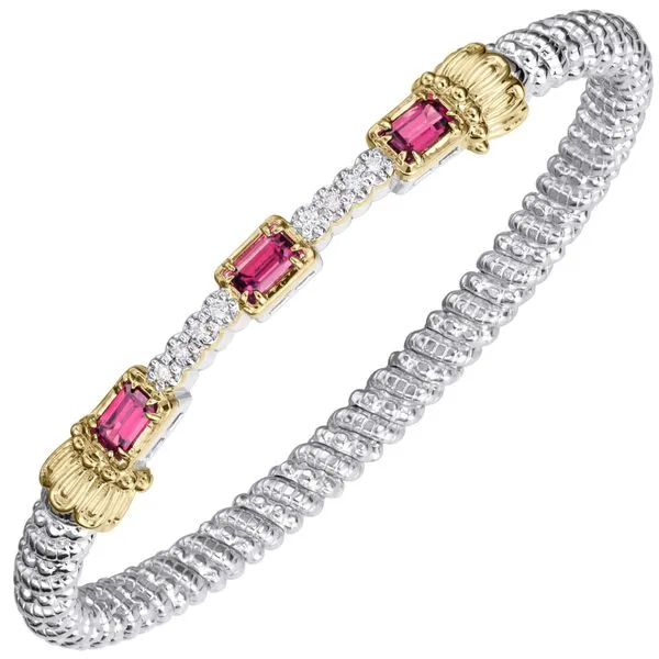 14K Yellow Gold and Sterling Silver Pink Topaz Closed Band Bracelet Koerbers Fine Jewelry Inc New Albany, IN