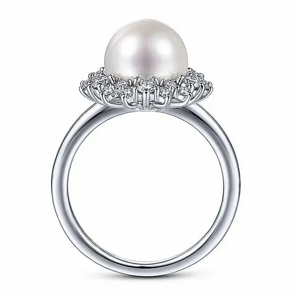 14K White Gold Round Pearl and Diamond Ring Image 3 Koerbers Fine Jewelry Inc New Albany, IN