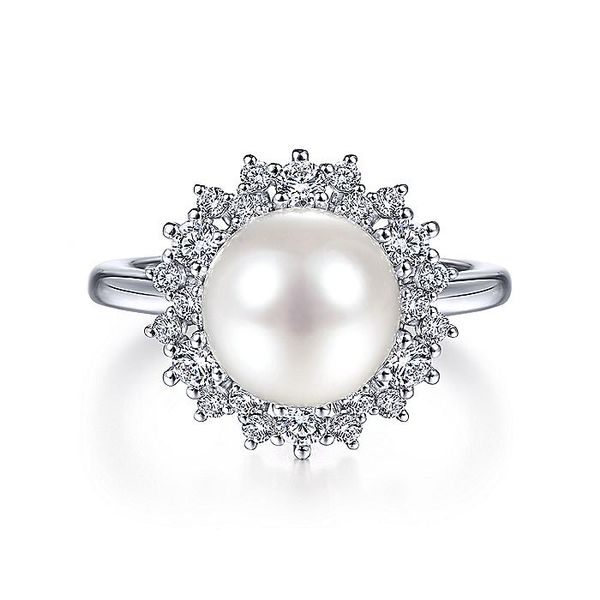 14K White Gold Round Pearl and Diamond Ring Koerbers Fine Jewelry Inc New Albany, IN