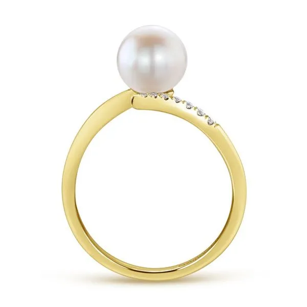 14K Yellow Gold Cultured Pearl and Diamond Open Wrap Ring Image 2 Koerbers Fine Jewelry Inc New Albany, IN