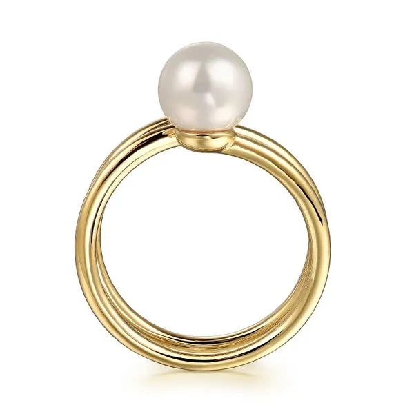 14K Yellow Gold Diamond and Pearl Bypass Ring Image 2 Koerbers Fine Jewelry Inc New Albany, IN