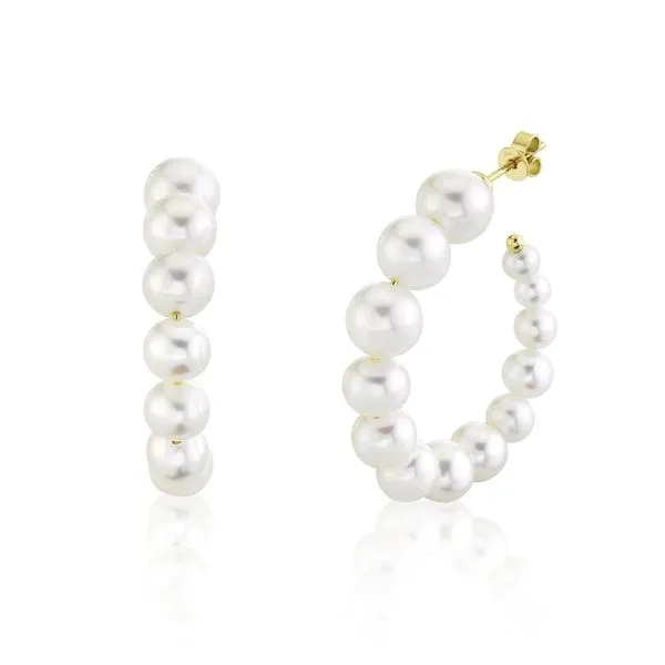 14K Yellow Gold Coco Cultured Pearl Hoop Earrings Koerbers Fine Jewelry Inc New Albany, IN