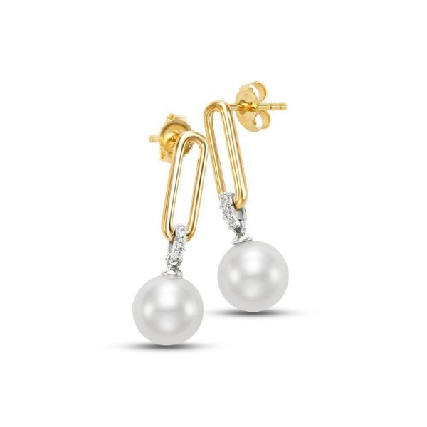 14K Two Tone Yellow and White Gold Aurelia Pearl Studs Image 2 Koerbers Fine Jewelry Inc New Albany, IN