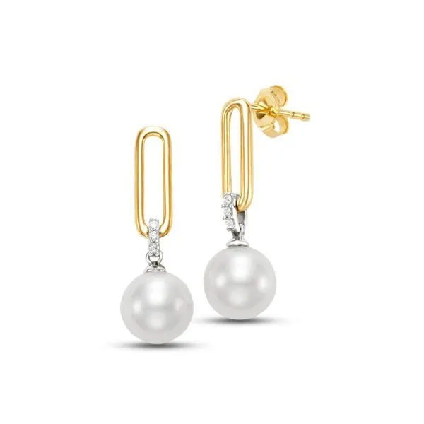 14K Two Tone Yellow and White Gold Aurelia Pearl Studs Koerbers Fine Jewelry Inc New Albany, IN