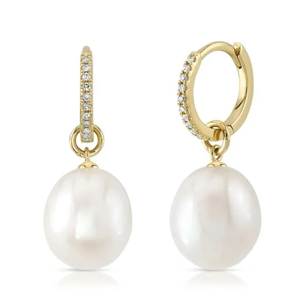14K Yellow Gold Cultured Pearl and Diamond Earrings Koerbers Fine Jewelry Inc New Albany, IN