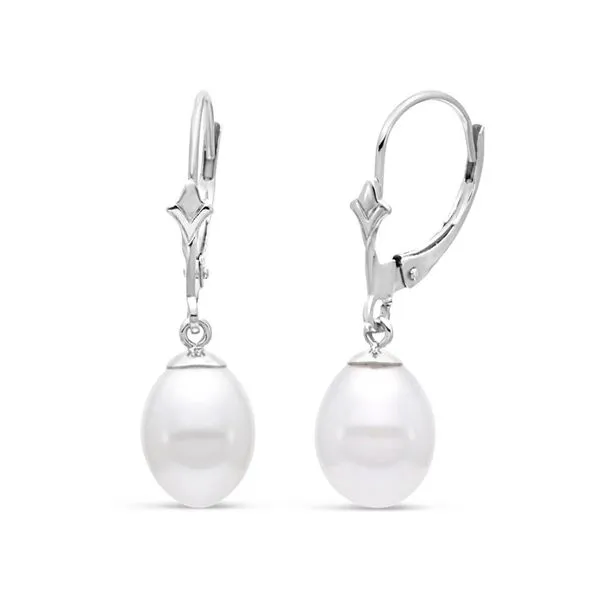 14K White Gold Pearl Lever Back Earrings Image 2 Koerbers Fine Jewelry Inc New Albany, IN