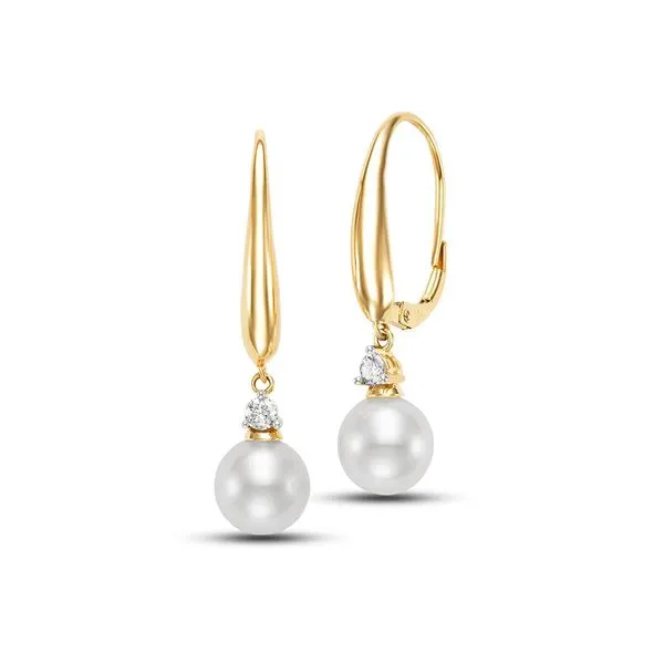 14K Yellow Gold Classic Pearl Drop Earrings Image 2 Koerbers Fine Jewelry Inc New Albany, IN