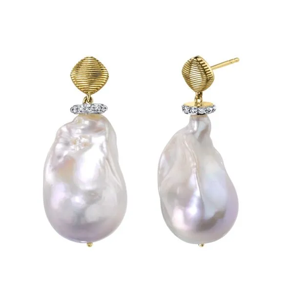 18K Yellow Gold Baroque Pearl Earrings Koerbers Fine Jewelry Inc New Albany, IN