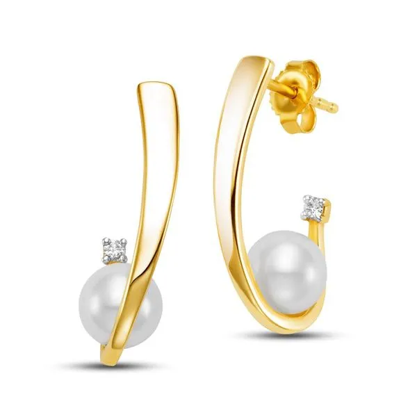 14K Yellow Gold Pearl Diamond Drop Earrings Koerbers Fine Jewelry Inc New Albany, IN
