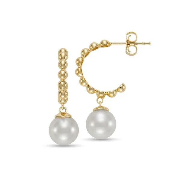 14K Yellow Gold Freshwater Pearl Semi Beaded Hoop Earrings Koerbers Fine Jewelry Inc New Albany, IN
