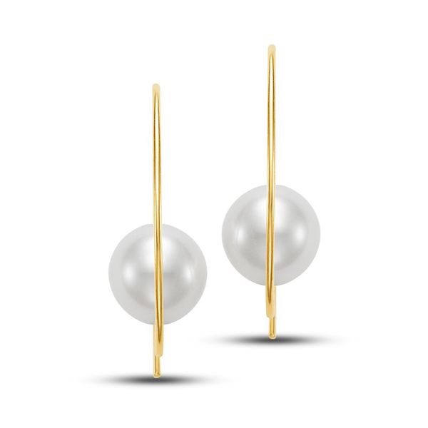 14K Yellow Gold Pearl Hoop Earrings Image 2 Koerbers Fine Jewelry Inc New Albany, IN