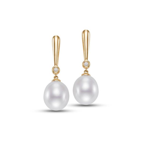 18K Yellow Gold Point Pearl Earrings Image 2 Koerbers Fine Jewelry Inc New Albany, IN