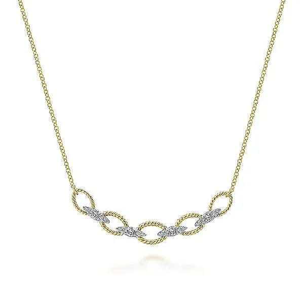 14K Yellow and White Gold Twisted Chain Link Diamond Fashion Necklace Koerbers Fine Jewelry Inc New Albany, IN