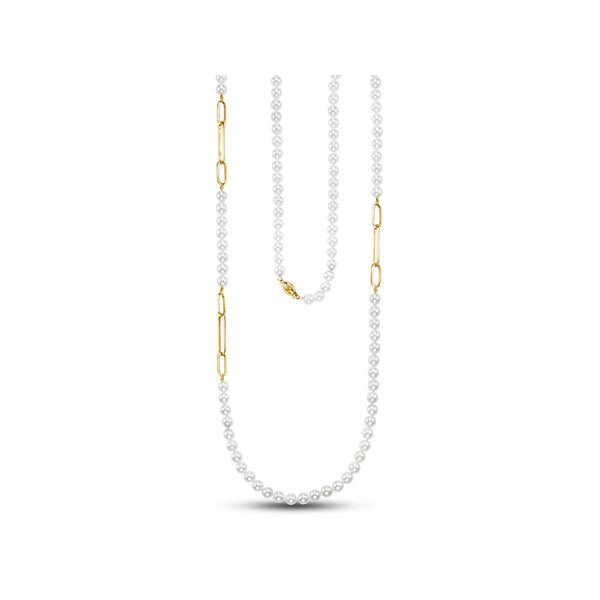 14K Yellow Gold Pearl Chain Link Necklace Koerbers Fine Jewelry Inc New Albany, IN