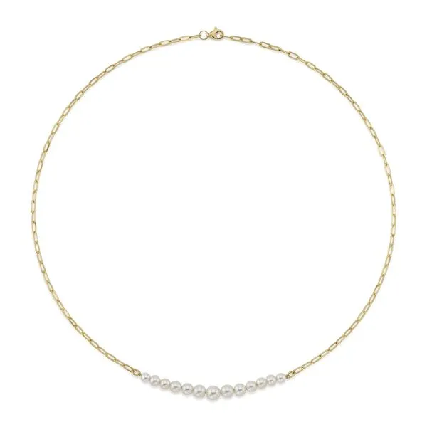 14K Yellow Gold Cultured Pearl and Paperclip Necklace Koerbers Fine Jewelry Inc New Albany, IN