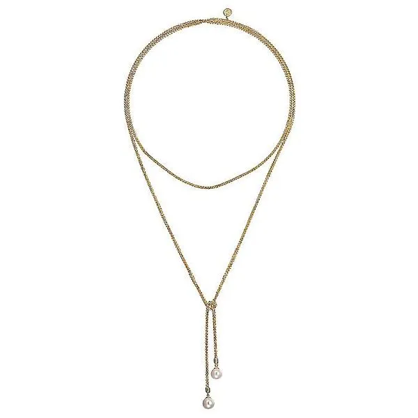14K Yellow Gold Pearl Wrap Around and Tie Necklace Image 2 Koerbers Fine Jewelry Inc New Albany, IN