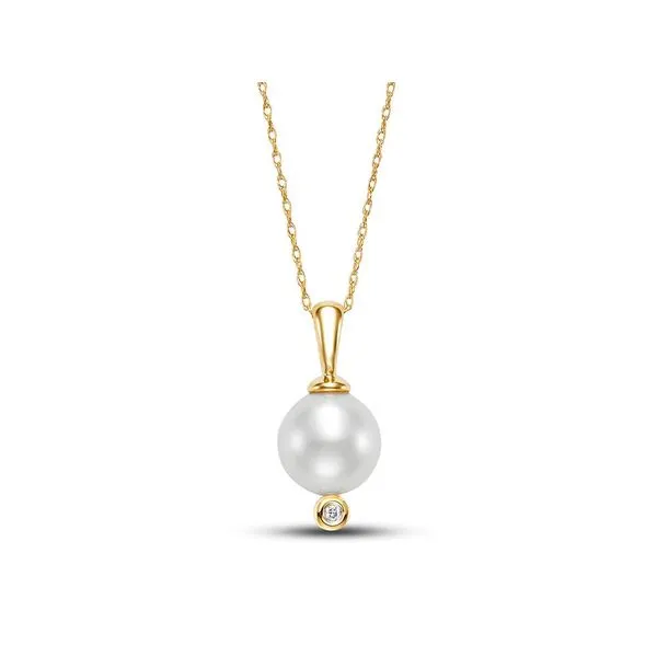 14K Yellow Gold Diamond Bezel Pearl Pendant Koerbers Fine Jewelry Inc New Albany, IN