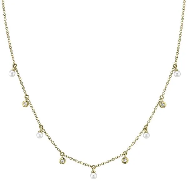 14K Yellow Gold Diamond & Cultured Pearl Necklace Koerbers Fine Jewelry Inc New Albany, IN