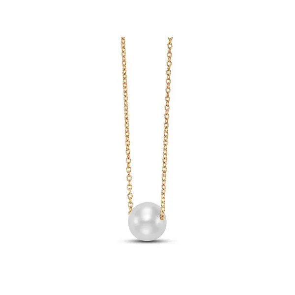 14K Yellow Gold White Freshwater Floating Pearl Pendant Necklace Image 2 Koerbers Fine Jewelry Inc New Albany, IN