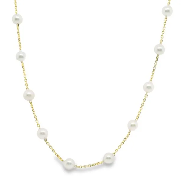 14K Yellow Gold Japanese Cultured Pearl Station Necklace Koerbers Fine Jewelry Inc New Albany, IN