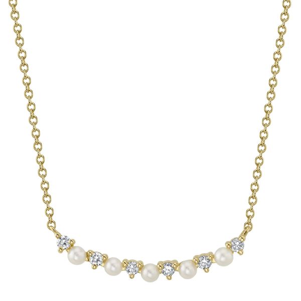 14K Yellow Gold Diamond & Cultured Pearl Necklace Koerbers Fine Jewelry Inc New Albany, IN