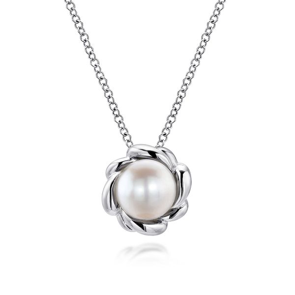925 Sterling Silver Swirling Cultured Pearl Pendant Necklace Koerbers Fine Jewelry Inc New Albany, IN