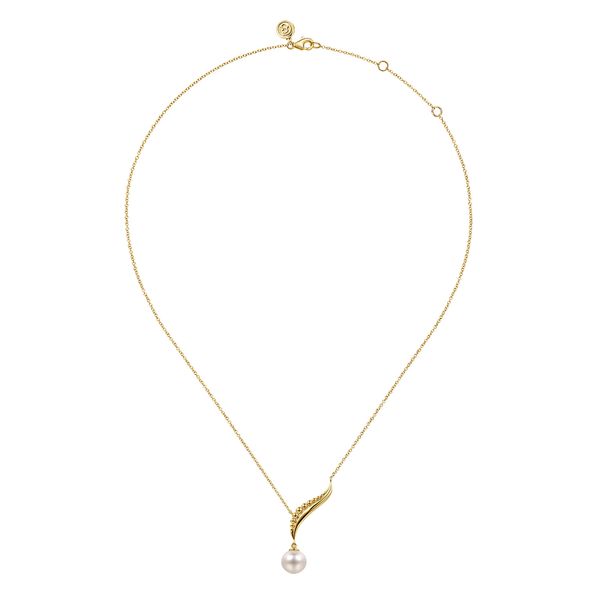 14K Yellow Gold Graduating Bujukan Pearl Y Necklace Image 2 Koerbers Fine Jewelry Inc New Albany, IN