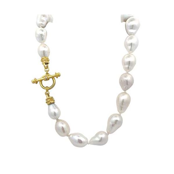 14K Yellow Gold Fresh Water Baroque Pearl Strand and Diamond Toggle Clasp Koerbers Fine Jewelry Inc New Albany, IN