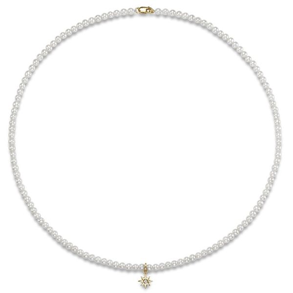 14K Yellow Gold Single Strand Pearl Necklace with Star Charm Koerbers Fine Jewelry Inc New Albany, IN